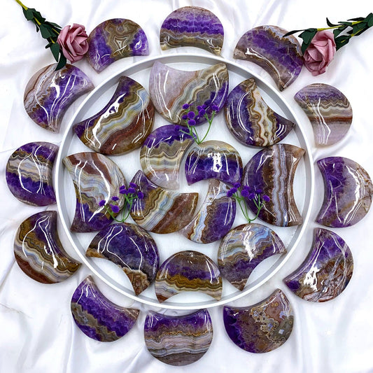 Premium Amethyst Mexican Agate Moon Crystal Wholesale Healing Stone
