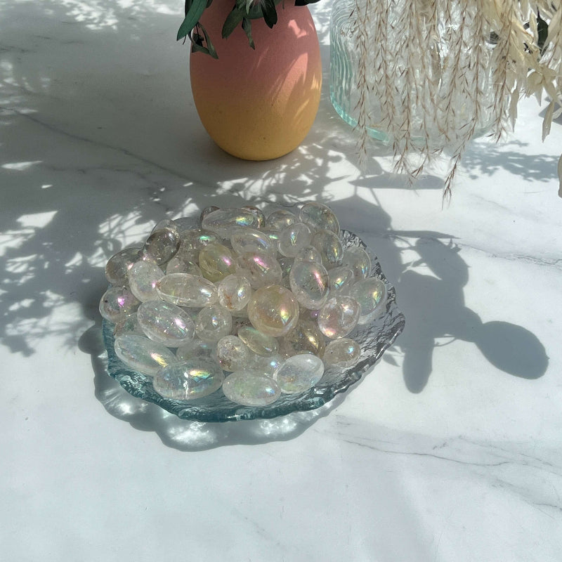 Rainbow Angel Aura Quartz Tumbled Gemstones for Crystal Healing