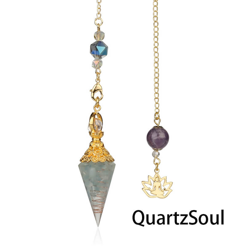 Aquamarine crystal pendulum for calming and communication