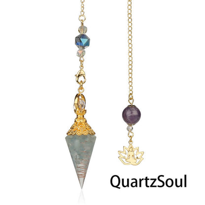 Aquamarine crystal pendulum for calming and communication