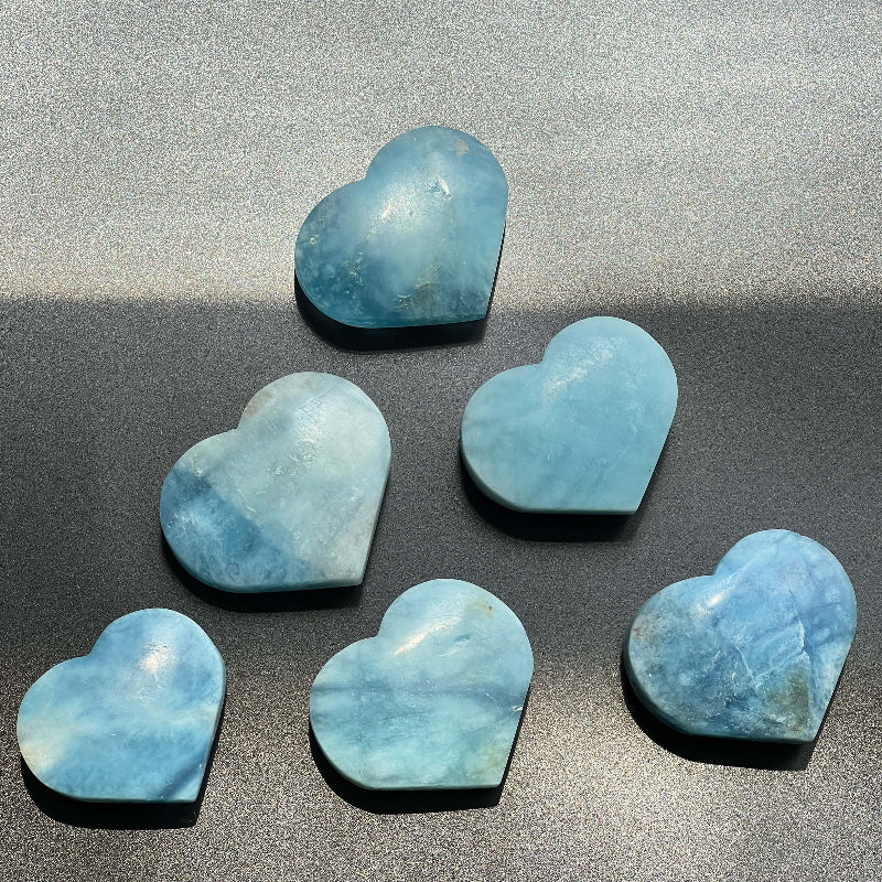 Aquamarine Heart Crystal on Display Stand