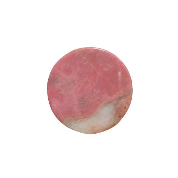 Back view of rhodonite bear figurine showing stone's natural patterns