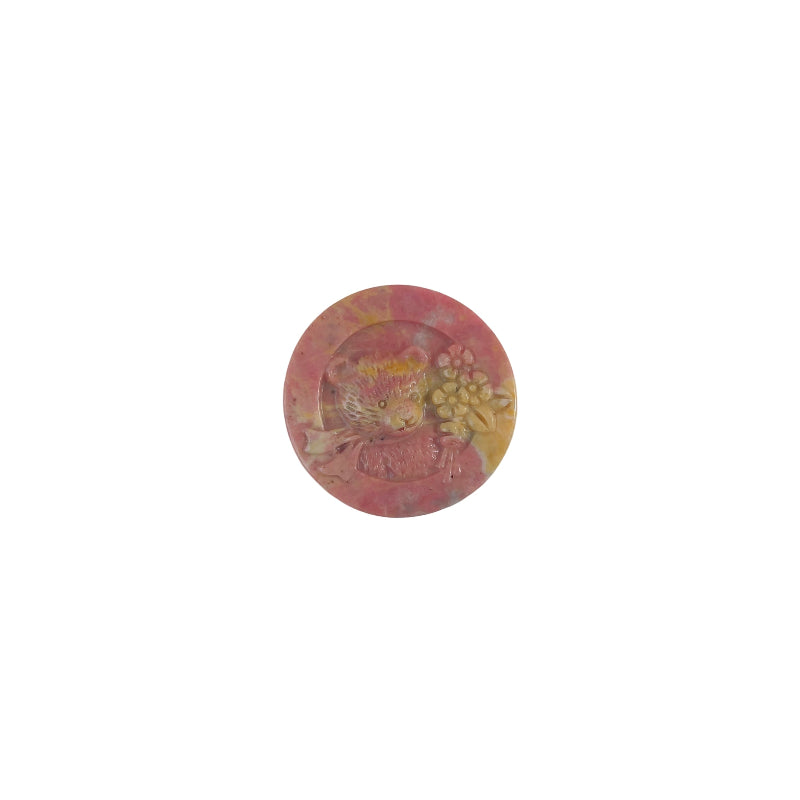 Natural pink rhodonite bear carved figurine wholesale crystal healing stone