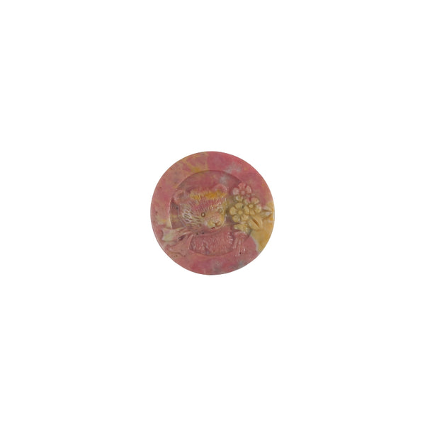 Natural pink rhodonite bear carved figurine wholesale crystal healing stone