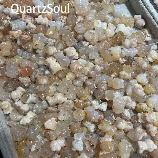 Premium bear shape Flower agate wholesale crystals for metaphysical shops