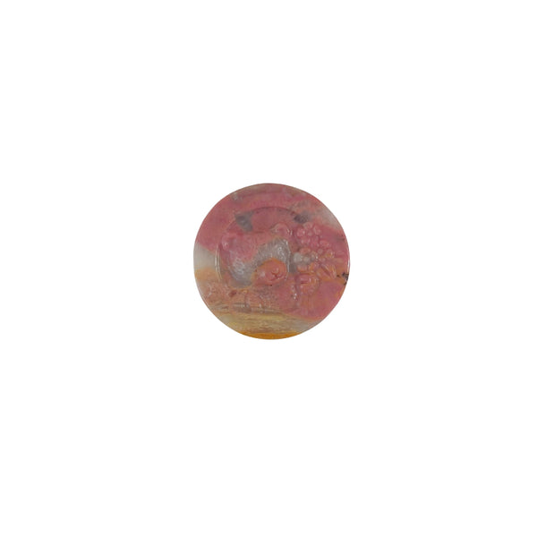 Natural Pink Rhodonite Bear Carving with Black Manganese Inclusions