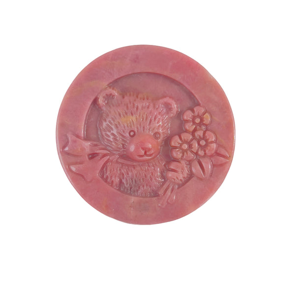 Bear shaped healing crystal made from natural rhodonite stone