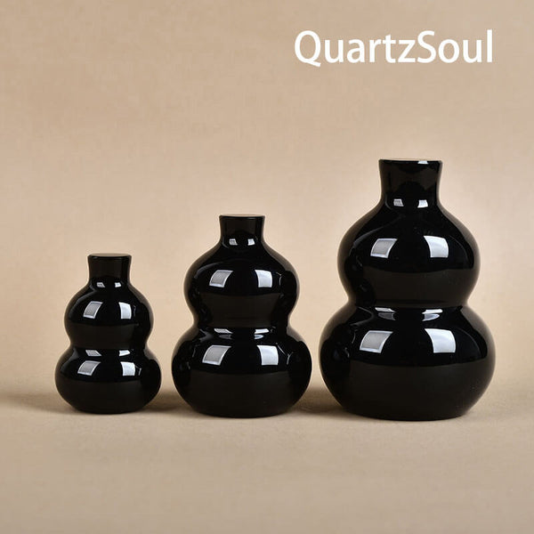  Elegant black obsidian crystal holder display stand for healing stones