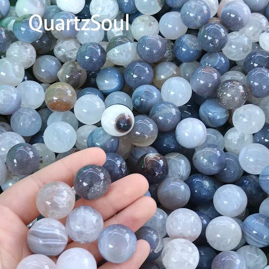 Premium wholesale agate crystal spheres with natural blue patterns