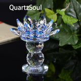 Blue Crystal Lotus Showcase Stand for Displaying Minerals and Crystal Specimens