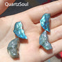 Wing shaped blue flash labradorite crystal carving wholesale