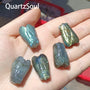 Blue flash labradorite cicada carving with iridescent sheen wholesale crystal