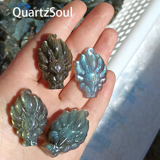 Hand carved blue flash labradorite crystal animal wholesale