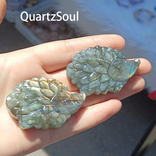 Carved blue labradorite hedgehog crystal with iridescent flash wholesale