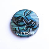 Labradorite Sun and Moon Face Crystal Carving with Blue Flash