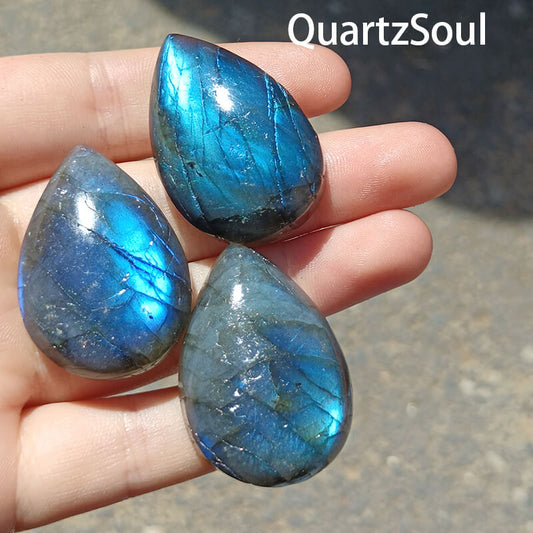 Natural Blue Flash Labradorite Water Drop Shaped Crystal Wholesale