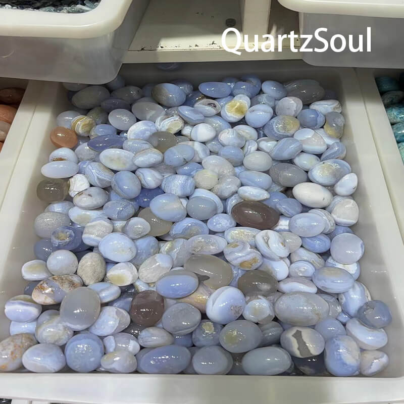 Premium Blue Lace Agate tumbled stones for crystal wholesale buyers