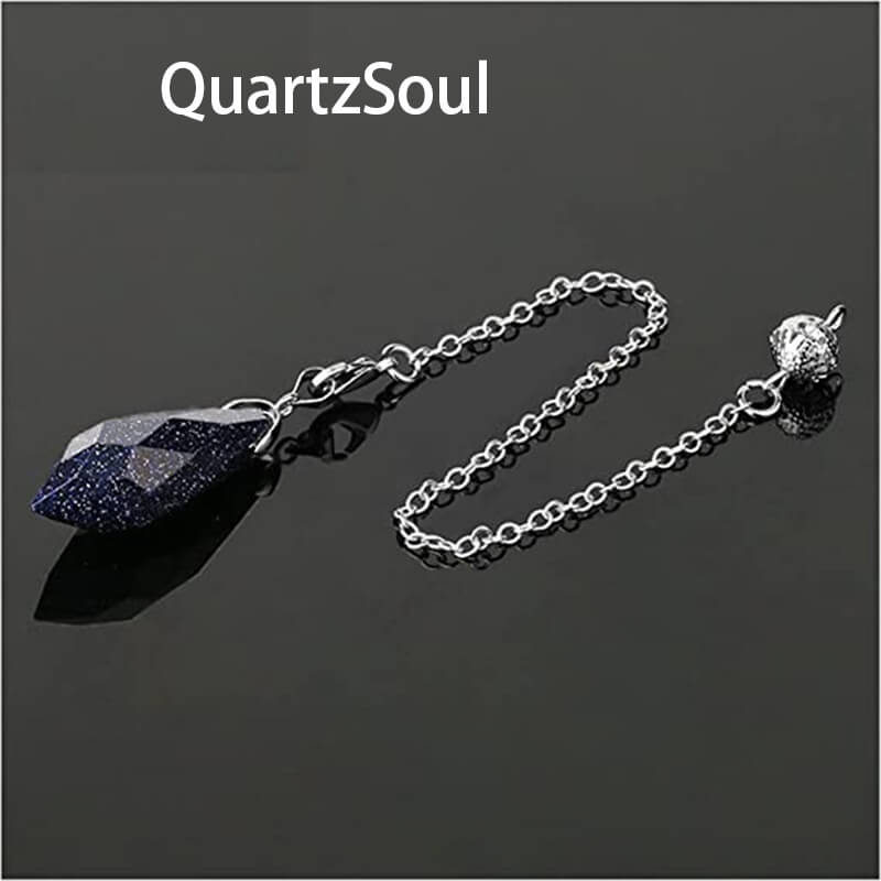 Blue Sandstone Faceted Crystal Pendulum for Intuitive Dowsing