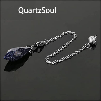 Blue Sandstone Faceted Crystal Pendulum for Intuitive Dowsing