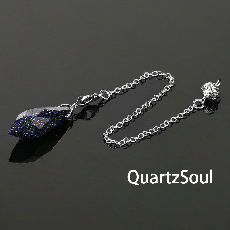 Blue Sunstone Faceted Crystal Pendulum for Healing