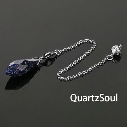 Blue Sunstone Faceted Crystal Pendulum for Healing