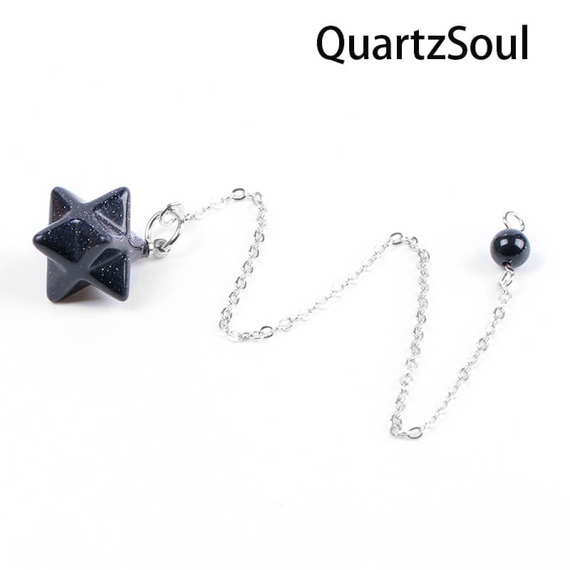 Blue Sunstone Merkaba Crystal Pendulum for Communication