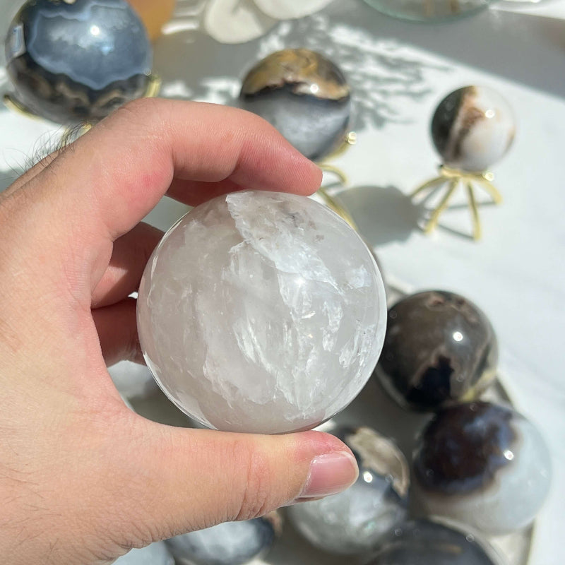 Blue Volcanic Agate Sphere for Meditation and Energy Work