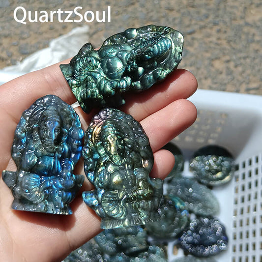 Buddha-shaped carved blue labradorite crystal wholesale