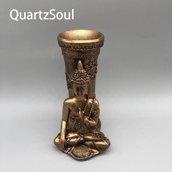 Buddha Crystal Display Stand in Gold Finish for Spheres and Gemstones