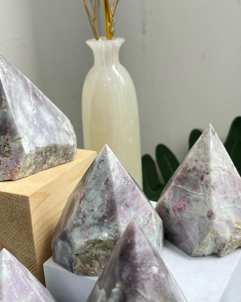 Bulk Lepidolite Crystal Points Collection Wholesale Display