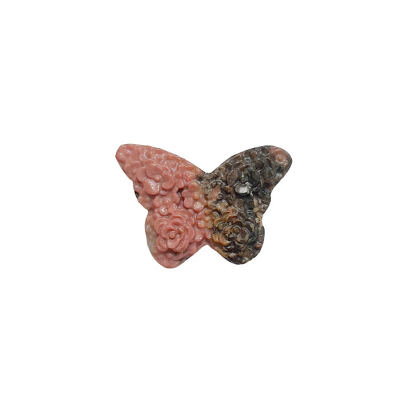 Natural pink rhodonite butterfly carving crystal healing stone wholesale