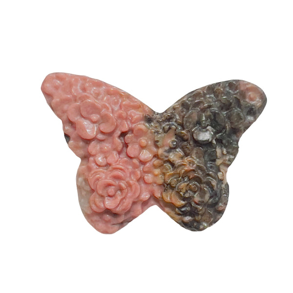 Smooth polished surface of rhodonite butterfly crystal wholesale