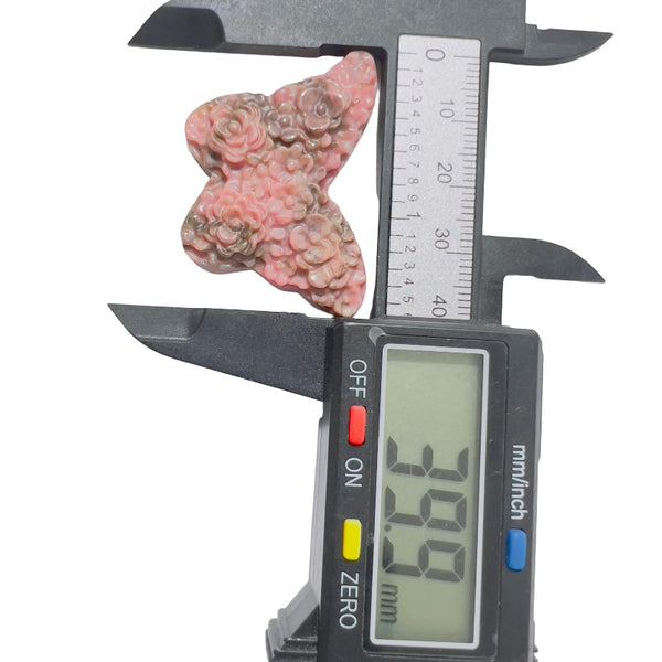 Pink Butterfly Rhodonite Crystal Carving Size Reference Healing Stone