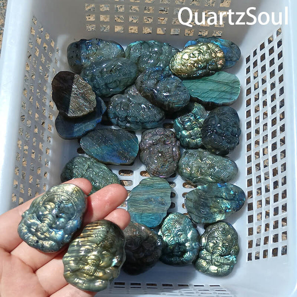 Carved Elephant Buddha Blue Labradorite Crystal Wholesale Collection