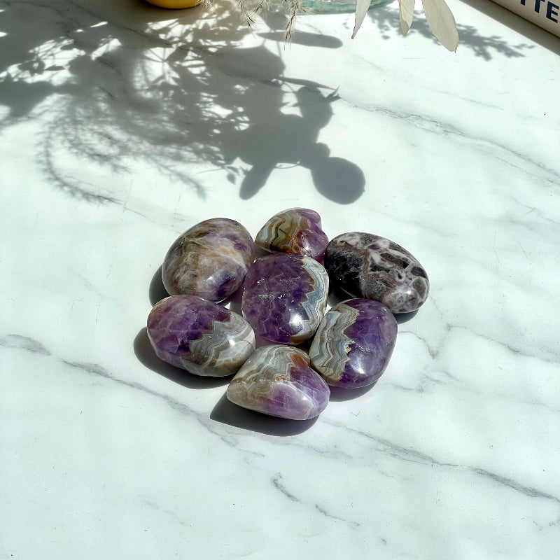 Premium Wholesale Chevron Amethyst Palm Stone for Crystal Healing and Meditation