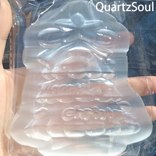 Handcrafted Christmas tree selenite crystal carving for wholesale