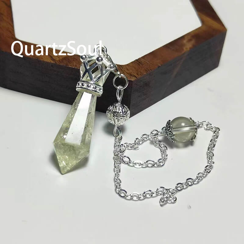 Citrine Pendulum Necklace with Decorative Silver Chain