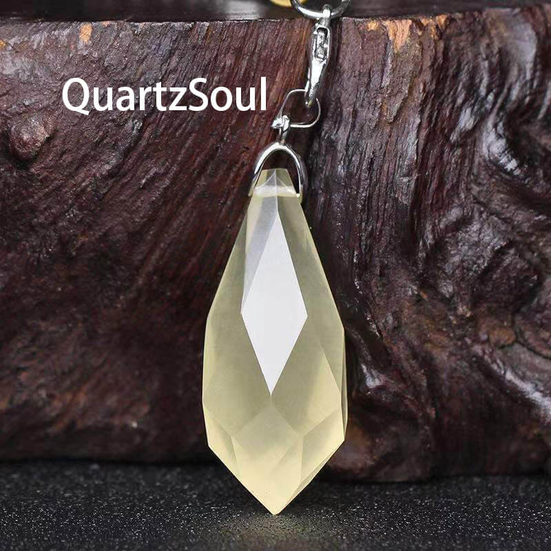 Faceted Citrine Teardrop Pendulum with Silver Clasp