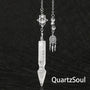 Clear quartz crystal pendulum with silver star of david charm