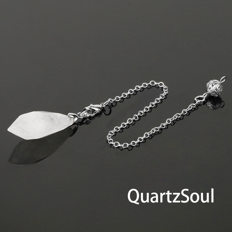 Clear Quartz Faceted Crystal Pendulum for Universal Energy