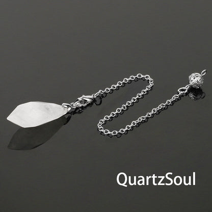 Clear Quartz Faceted Crystal Pendulum for Universal Energy
