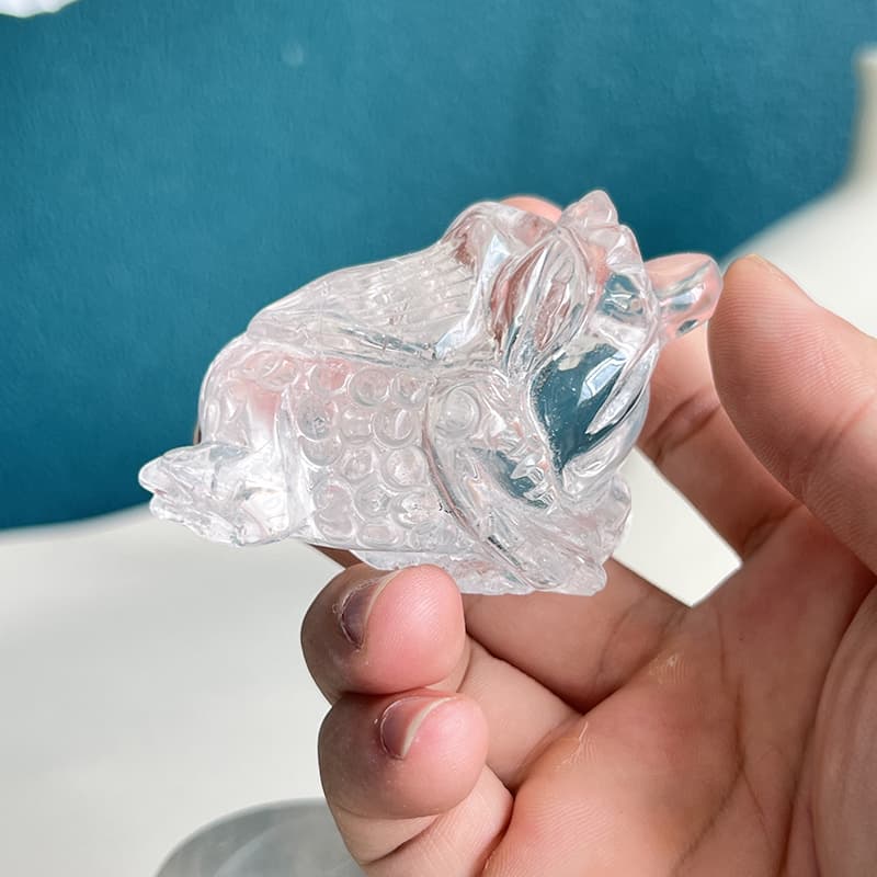 Golden toad crystal carving as professional office desk accessory
