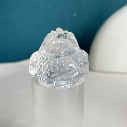 Crystal golden toad placed in feng shui wealth corner arrangement