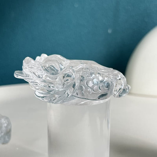 Clear Quartz Golden Toad Crystal Carving - Prosperity Symbol
