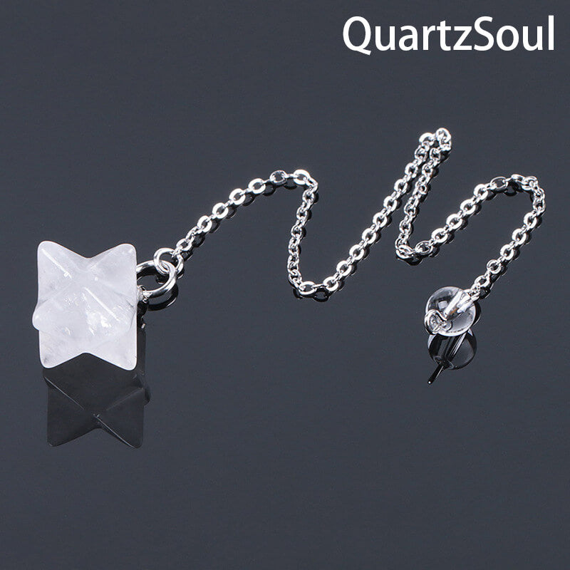 Clear Quartz Crystal Merkaba Star Pendulum for Divination