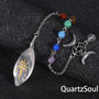  Clear Quartz Crystal Pendulum with Chakra Stones and Triple Moon Divination Tool