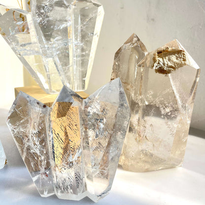 Clear quartz points arranged for crystal healing practice wholesale