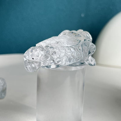Crystal Toad Carving with Natural Light Reflection