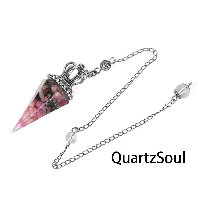 Colorful Tourmaline crystal pendulum with silver crown cap