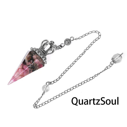 Colorful Tourmaline crystal pendulum with silver crown cap